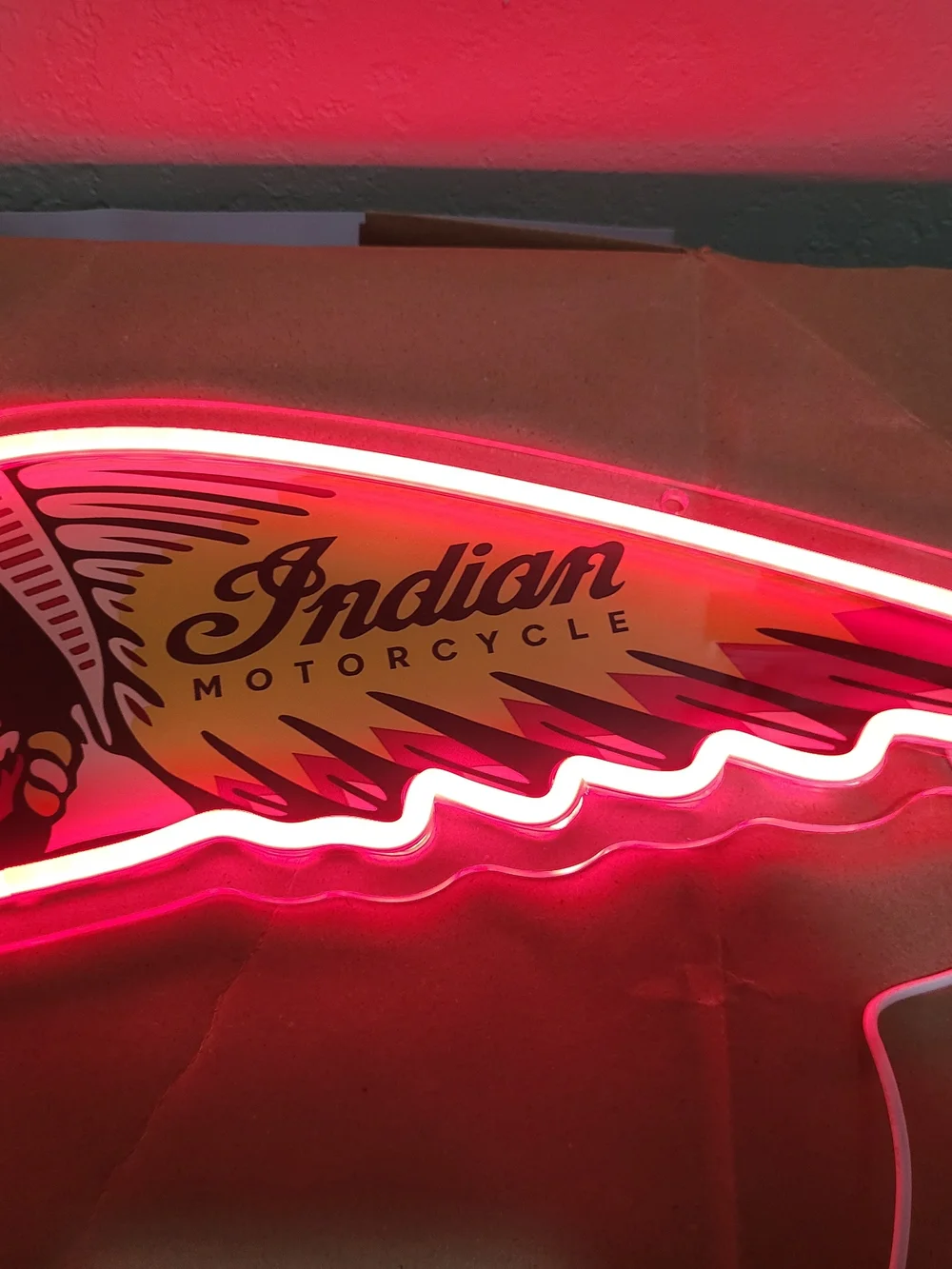 Indian Motorcycle Neon-Style Red and Yellow Wall Sign